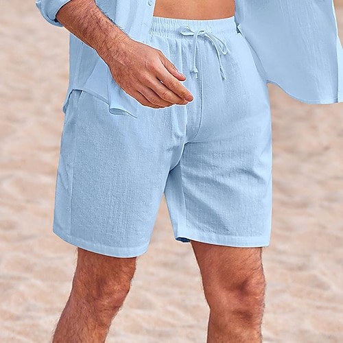 

Homme Short Short en lin Short d'été Short de plage Cordon Taille elastique Plein Confort Respirable Extérieur du quotidien Sortie Mélange de Lin Coton Mode Vêtement de rue Noir Blanche