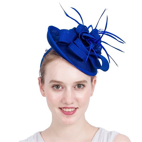 

fascinators Stof Kentucky Derby Hesterace Elegant Retrorød Med Fjer Medaljon Hovedbeklædning