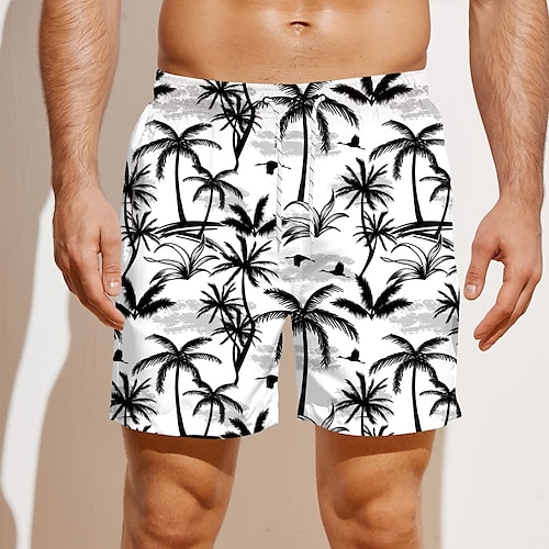 

Herre Surf shorts Badeshorts Sommer shorts Strandshorts Snørelukning med mesh-for Elastisk Talje Kokos palme Grafiske tryk Hurtigtørrende Korte Afslappet Daglig Ferie Boheme Hawaiiansk Hvid