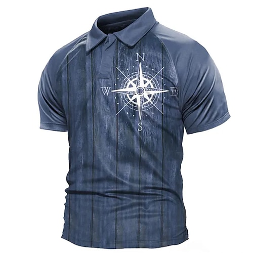 

Per uomo Polo con zip POLO Camicia da golf Golf Stampe astratte Bussola Collo ripiegabile Blu Esterno Strada Maniche corte Cerniera Stampa Abbigliamento Di tendenza Originale Informale Traspirante