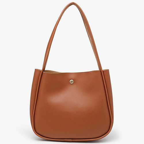 

Dame Posetaske Skuldertaske bucket poser Hobo Bag Pusletaske Tote PU Læder Daglig Ferie Lynlås Vandtæt Letvægt Holdbar Helfarve Sort Blå Brun