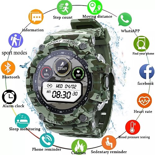 

LOKMAT ATTACK 2 Smart Watch 1.28 inch Smartwatch Fitness Running Watch Bluetooth Pedometer Call Reminder Activity Tracker Compatible with Android iOS Women Men Long Standby Hands-Free Calls Media