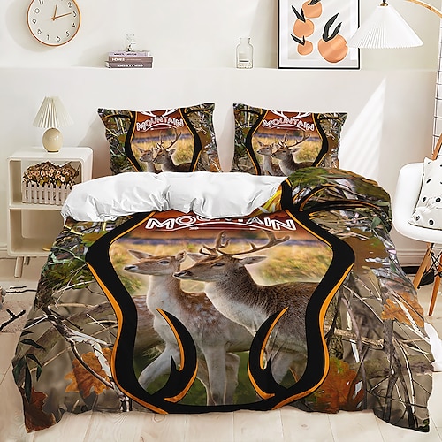 

Animal Deer Scenery Duvet Cover Bedding Sets Comforter Cover with 1 Duvet Cover or Coverlet,1Sheet,2 Pillowcases for Double/Queen/King(1 Pillowcase for Twin/Single)