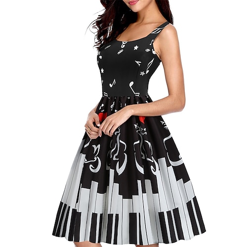 

Per donna Retrò Stile anni '50 Abito vintage Vestito longuette Feste Per eventi Stampa Floreale Con bretelline Senza maniche Standard Estate Primavera 2023 Rosso Grigio S M L XL