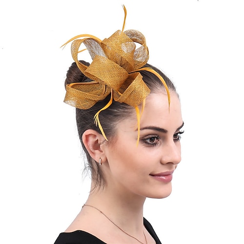 

fascinators sinamay Matrimonio Kentucky Derby Elegante Nuziale Con Piume Copricapo Copricapo