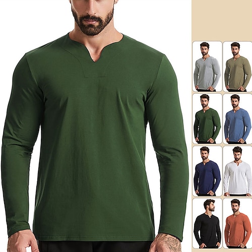 

Per uomo maglietta T-shirt Liscio A V Strada Da mare Manica lunga Abbigliamento Sport Essenziale Contemporaneo moderno