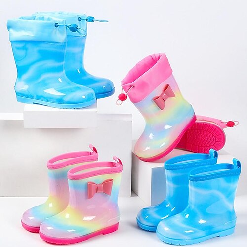 

stivali da pioggia per bambini ragazza carino pvc antiscivolo comode scarpe da acqua a tubo medio arcobaleno più stivali da pioggia in velluto