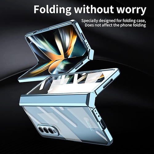 

telefon Etui Til Samsung Galaxy Heldekkende etui Z Fold 4 Z Fold 3 og skjermbeskytter Belegg Støvtett Ensfarget PC