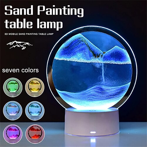 

sand maleri bordlampe led sandscape lampe 3d farverig bevægende sand kunst timeglas i bevægelse display kviksand boligindretning