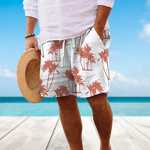 

Per uomo Pantaloncini estivi Pantaloncini da spiaggia A cordoncino Vita elastica Pop art Albero di cocco Traspirante Morbido Breve Informale Giornaliero Per eventi Streetwear Hawaiano Rosso Blu Media