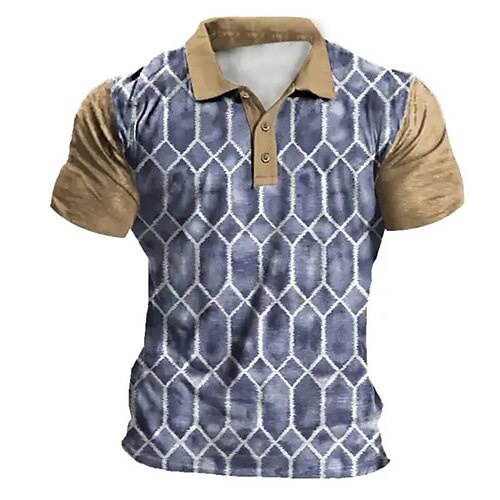 

Per uomo POLO Camicia da golf Golf Stampe astratte Geometria Collo ripiegabile Blu Esterno Strada Maniche corte Stampa Abbigliamento Sportivo Di tendenza Streetwear Originale