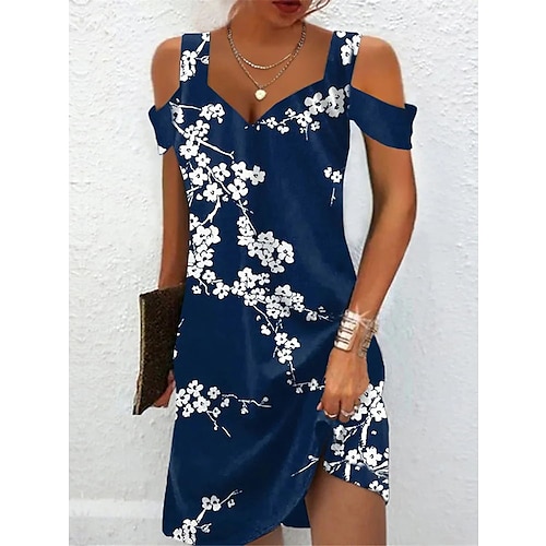 

Women's Slip Dress Floral Print Strap Mini Dress Daily Short Sleeve Summer Spring