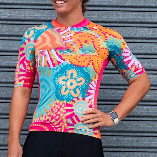 

21Grams Mulheres Camisa para Ciclismo Manga Curta Moto Blusas com 3 bolsos traseiros Ciclismo de Montanha Ciclismo de Estrada Respirável Pavio Humido Secagem Rápida Tiras Refletoras Rosa escuro Rosa