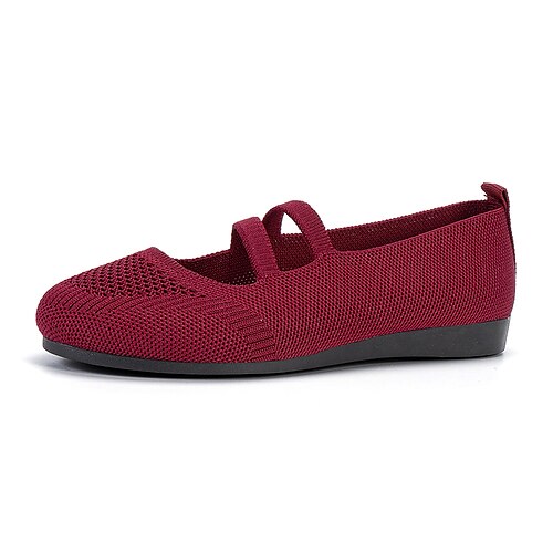 

Dame Flate sko Slip-Ons Komfort Sko Store størrelser Flyknit sko Arbeid Daglig Vandring Sommer Flat hæl Rund Tå Klassisk Fritid minimalisme Elastisk stoff Tøfler Helfarge Vin Svart Mørkeblå