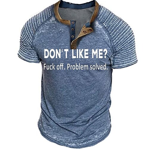 

Herre Henley-skjorte Grafiske T-shirts Cool skjorte Grafiske tryk Sjov Slank Plisseret bogstavtryk Henley Varm Stempling Gade Ferierejse Kort Ærme Knap Trykt mønster Tøj Mode Designer Basale