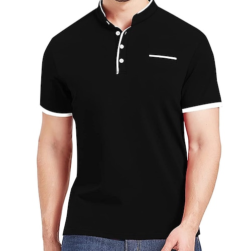 

Per uomo POLO Camicia da golf Golf Informale Per eventi Colletto alla coreana Manica corta Di tendenza Essenziale Color Block Pulsante Estate Standard Rosso violaceo Nero Bianco Blu marino scuro