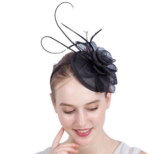 

fascinators sinamay Matrimonio Kentucky Derby Elegante Retrò Con Piume Fantasia floreale Copricapo Copricapo