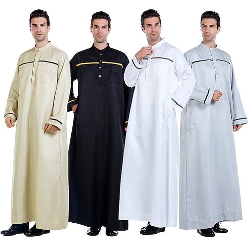 

Arabian Muslim Adults Men's Religious Saudi Arabic Robe Thobe / Jubba For Polyester Ramadan Leotard / Onesie