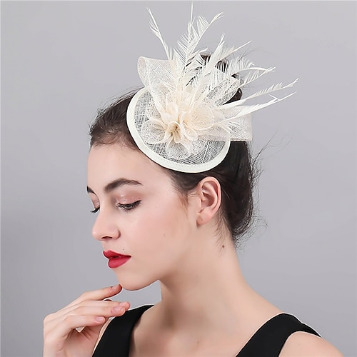 

fascinators Linfrø Kentucky Derby Hesteløp dame Britisk Med Fjær Blomster Hodeplagg Hodeplagg