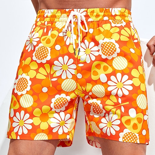 

Herre Surfeshorts Badeshorts Sommershorts Strandshorts Snorer med mesh fôr Elastisk midje Grafiske trykk Blomst Hurtigtørkende Kort Avslappet Daglig Ferie Bohem Hawaiisk Gul Mikroelastisk