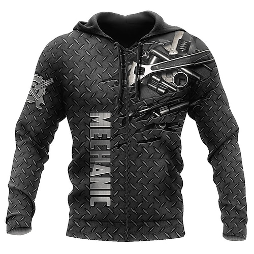 

Hombre Sudadera con capucha y cremallera completa Chaqueta Negro Con Capucha Estampados Cremallera Estampado Deporte Diario Deportes Impresión 3D Ropa de calle Design Casual Primavera Otoño Ropa