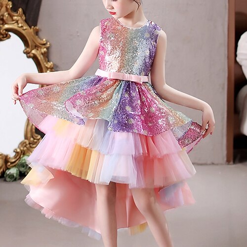 

Bambino Da ragazza Vestito da festa Pop art Vestito da festa Maxi Vestito Prestazioni Girocollo Manica lunga Da principessa Vestito 3-12 anni Estate Rosa