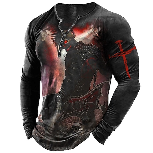 

Per uomo Camicia Henley Magliette Pop art Strumento musicale Teschi Henley Abbigliamento Stampa 3D Esterno Informale Manica lunga Bottone giù Stampa Di tendenza Originale Comodo