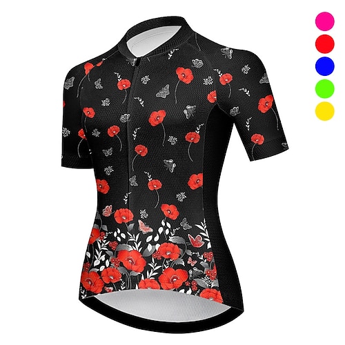 

21Grams Mulheres Camisa para Ciclismo Manga Curta Moto Blusas com 3 bolsos traseiros Ciclismo de Montanha Ciclismo de Estrada Respirável Pavio Humido Secagem Rápida Tiras Refletoras Amarelo Rosa