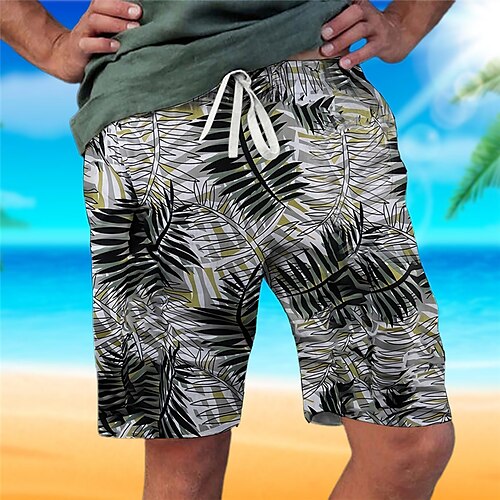 

Herre Sommershorts Strandshorts Snorer Elastisk midje Grafisk Blad Pustende Myk Kort Avslappet Daglig Ferie Gatemote Hawaiisk Blå Grå Mikroelastisk