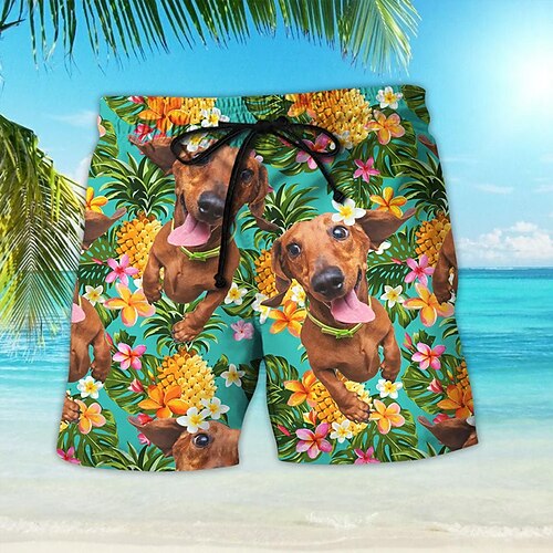 

Herre Surf shorts Badeshorts Sommer shorts Strandshorts Snørelukning med mesh-for Elastisk Talje Dyr Hund Grafiske tryk Hurtigtørrende Korte Afslappet Daglig Ferie Boheme Hawaiiansk Grøn Mørkegrøn