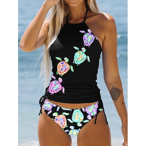 

Maillots de Bain Tankini 2 pièces Maillot de bain Femme 2 Pièces Imprimé Ecaille de Tortue Normal Débardeur Maillots de bain Sportif Tenues de plage