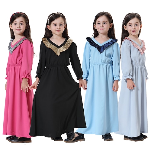 

árabe musulmán Niños Chica Religioso árabe saudita Vestidos Burca Para Poliéster Ramadán Leotardo / Pijama Mono