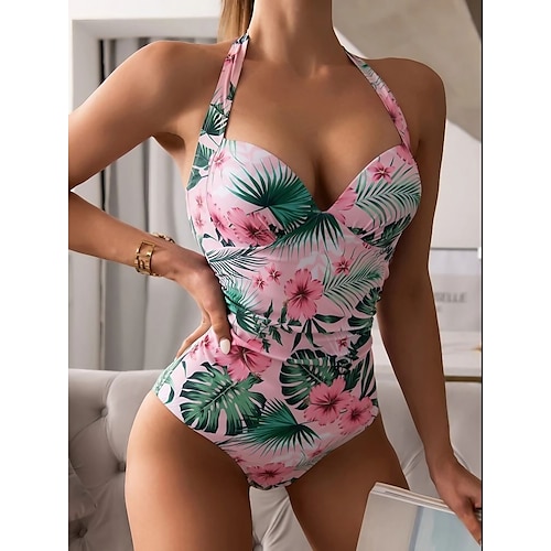 

Maillots de Bain Une pièce Maillot de bain Femme Imprimé Floral Normal Maillots de bain Sportif Tenues de plage Eté