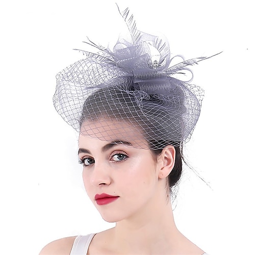 

fascinators polyester Kentucky Derby Kirke Elegant Retro Rød Med Fjær Sløyfe Hodeplagg Hodeplagg