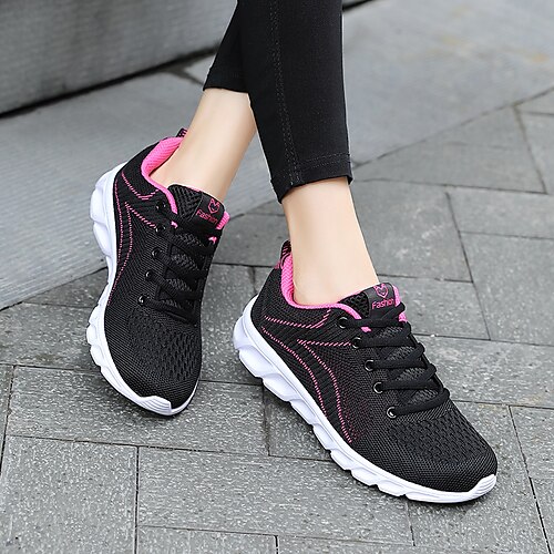 

Per donna Scarpe da ginnastica Scarpe comfort Scarpe Flyknit Esterno Giornaliero Lacci Piatto Punta tonda stile sveglio Per sport Informale Corsa Footing Tessitura volante Con lacci intrecciali Nero