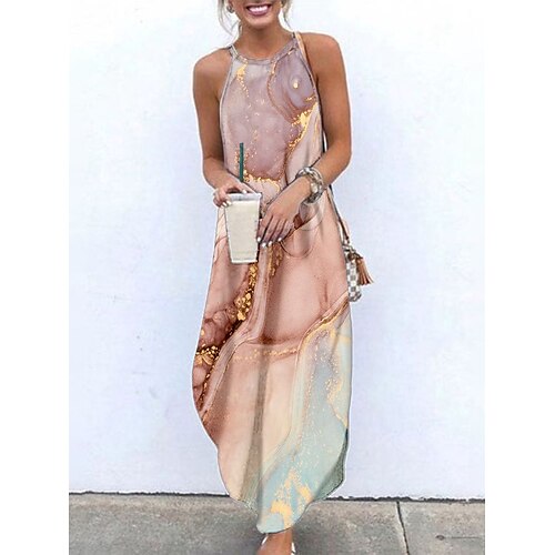 

Per donna Abito lungo Abito lungo Abito casual Abito estivo Abito sottoveste Floreale Farfalla Colore graduale e sfumato Di tendenza Streetwear Esterno Giornaliero Da mare Tasche Spacco Senza maniche