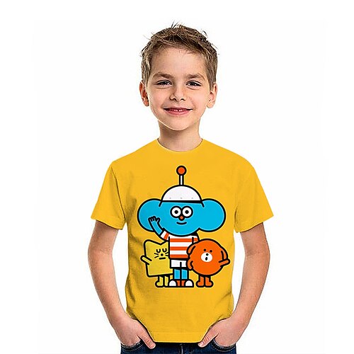 

mode bogstavmønster trykt kortærmet t-shirt mode 3d printede farverige skjorter til drenge og piger