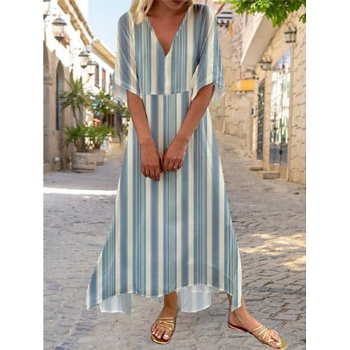 

Per donna Abito lungo Abito lungo Abito casual Abito stampato Floreale A strisce Streetwear Informale Esterno Giornaliero Per eventi Asimmetrico Stampa Mezza manica A V Vestito Morbido Bianco Blu Blu
