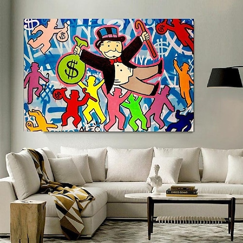 

Handmade Hand Painted Oil Painting Wall Modern Abstract Painting ALEC Graffiti Street Art Money Canvas Painting Home Decoration Decor Rolled Canvas No Frame Unstretched