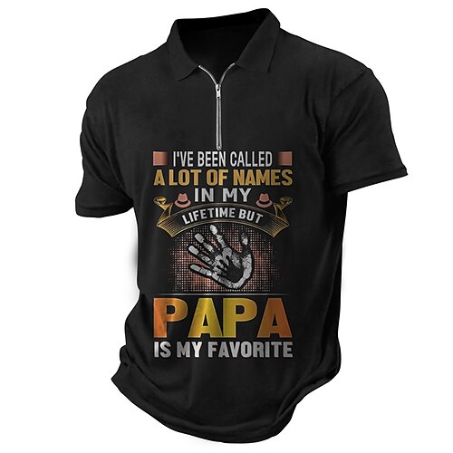 

Herre Zip Polo POLO T-skjorte Golf skjorte Bokstaver Grafiske trykk Farsdag Aftæpning Svart Navyblå utendørs Gate Kort Erme Glidelås Trykt mønster Klær Mote Designer Fritid Pustende