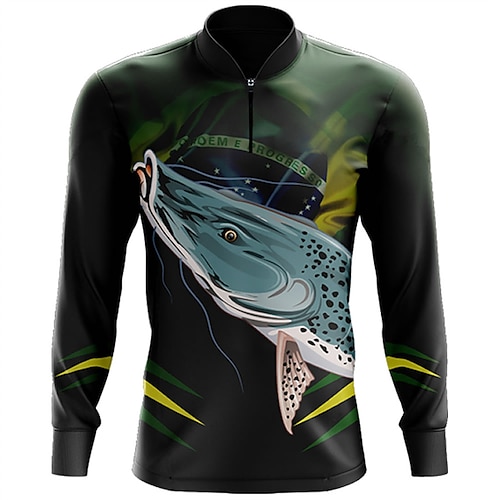 

Per uomo Camicia da pesca All'aperto Manica lunga Protezione UV Traspirante Leggero Asciugatura rapida Superiore Estate Primavera Esterno Per la pesca Nero