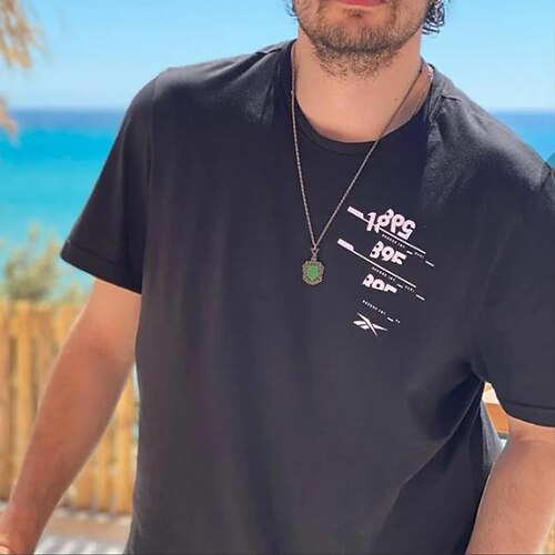 

Herre Plusstørrelser Store Høje T-shirt T-Shirts Rund Hals Sort Kort Ærme udendørs I-byen-tøj Trykt mønster Bogstaver Tøj Bomuldsblanding Gade Stilfuld Afslappet