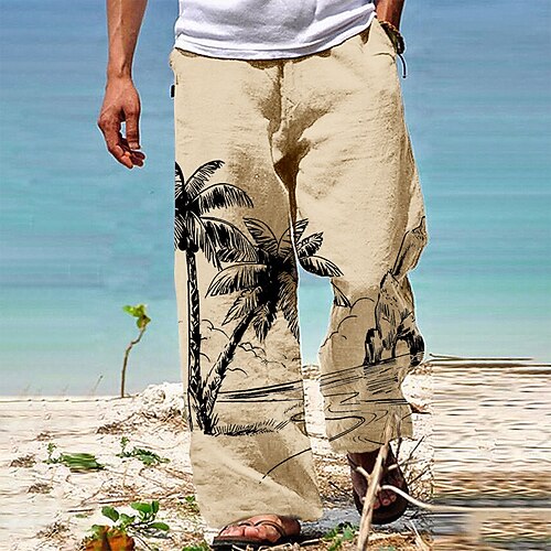 

Per uomo Pantaloni Pantaloni estivi Pantaloni da spiaggia A cordoncino Vita elastica Stampa 3D Albero di cocco Stampe astratte Comfort Informale Giornaliero Per eventi Streetwear Hawaiano Bianco Cachi