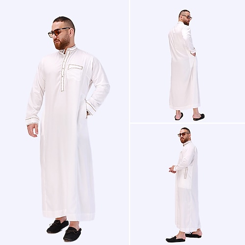 

arabisch Muslim Erwachsene Herren Religiös Saudi-Arabisch Kleid Thobe / Jubba Für Polyester Ramadan Gymnastikanzug / Einteiler