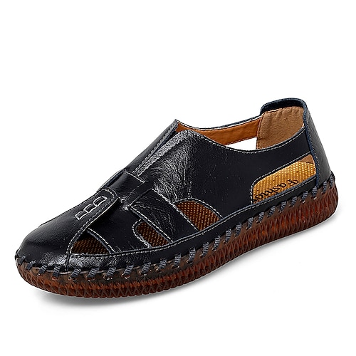 

Herre Sko Sandaler Retro Penny Loafers Fritid Daglig Gange Elastisk stoff Pustende Svart Brun Kakifarget Sommer Vår