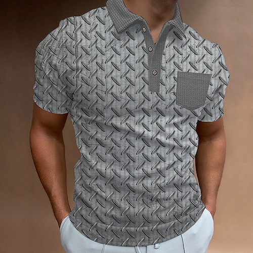 

Herre POLO Trøje Golftrøje Grafiske tryk Geometri Aftæpning Gul Lyserød Blå Lilla Grøn udendørs Gade Kort Ærme Knap ned Trykt mønster Tøj Sport Mode Gade Designer