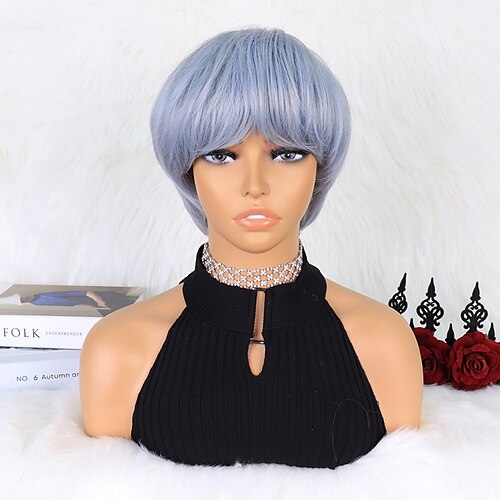 

Parrucche sintetiche Kinky liscia Bob corto A macchina Parrucca 10 pollici Viola / Blu Capelli sintetici Per donna Disegni alla moda Soffice Classico Blu