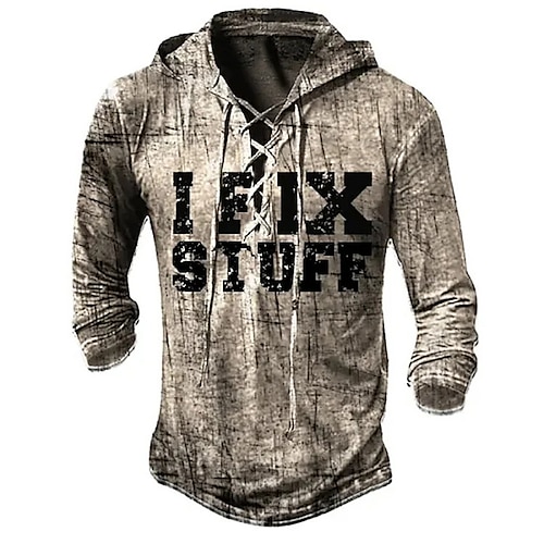 

Herren Hoodie Sweatshirt Kapuze Khaki Mit Kapuze Buchstabe Grafik-Drucke mit Schnürung Bedruckt Sport Natur Täglich Festtage 3D-Druck Designer Brautkleider schlicht sportlich Frühling Sommer