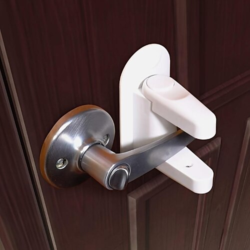 

1pc Door Lever Lock, Durable ABS With 3M Adhesive Backing, Simple Install, No Tools Needed