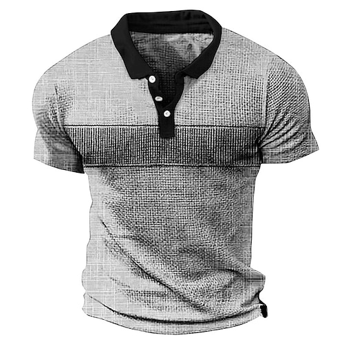 

Herre POLO Trøje Golftrøje Stribet Grafiske tryk Aftæpning Gul Grå udendørs Gade Kortærmet Trykt mønster Tøj Mode Designer Afslappet Åndbart